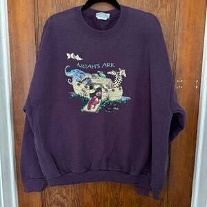 Vintage Lee Nutmeg Noah's Ark Crewneck Sweatshirt 2X Purple‎
